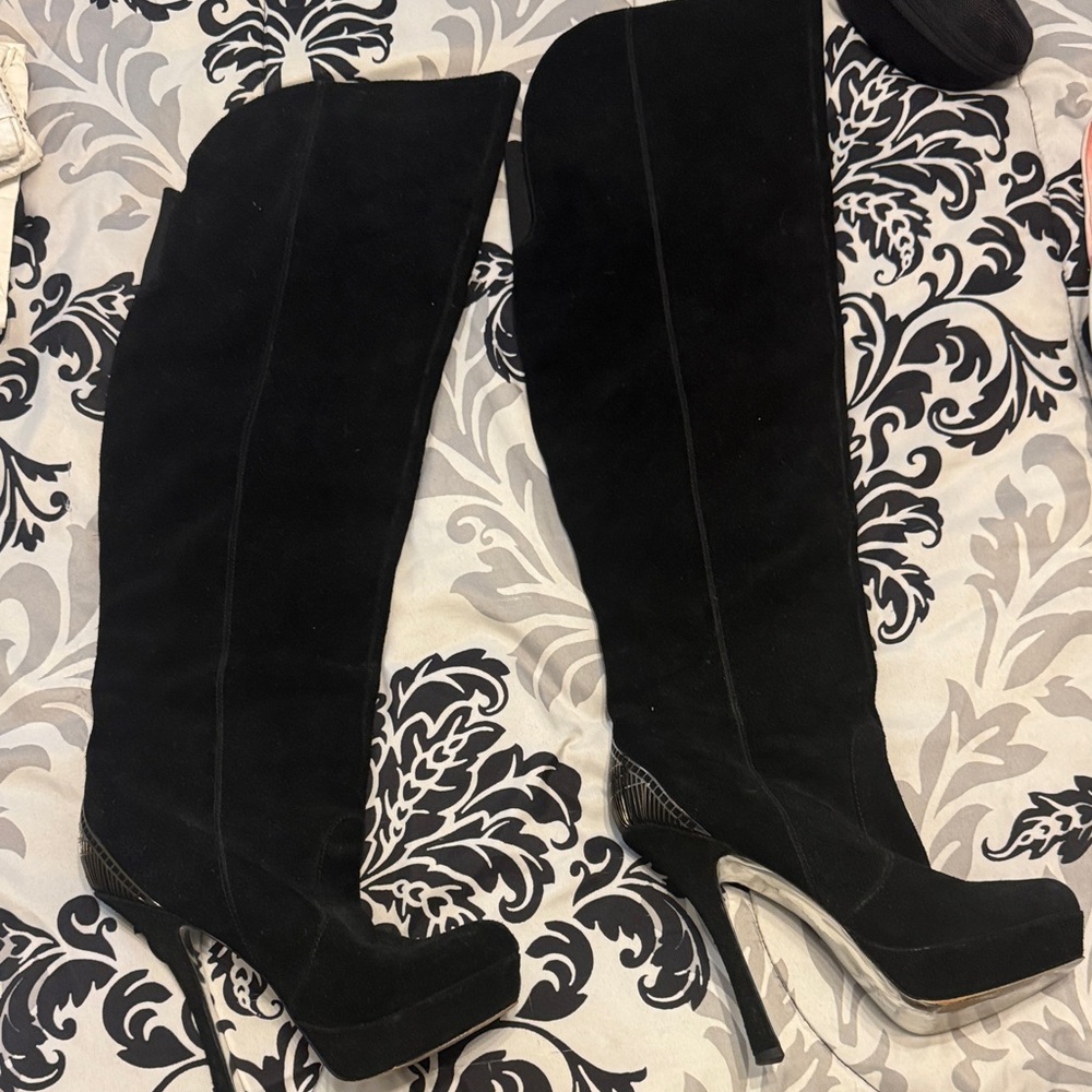 H by Halston Black Over the Knee Boots